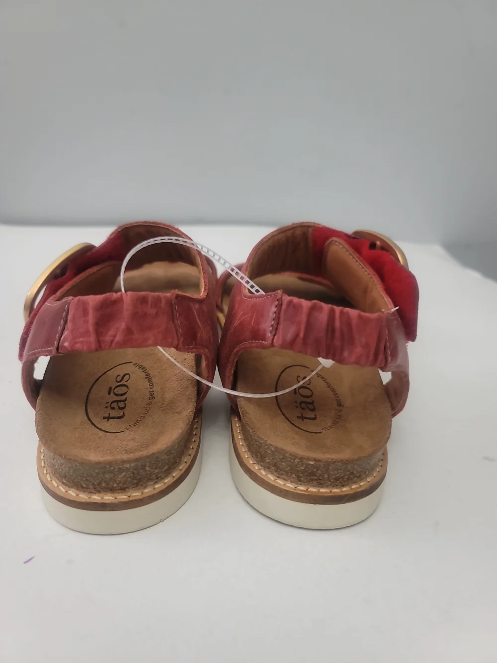 Taos Footwear Red Strap Platform Sandals